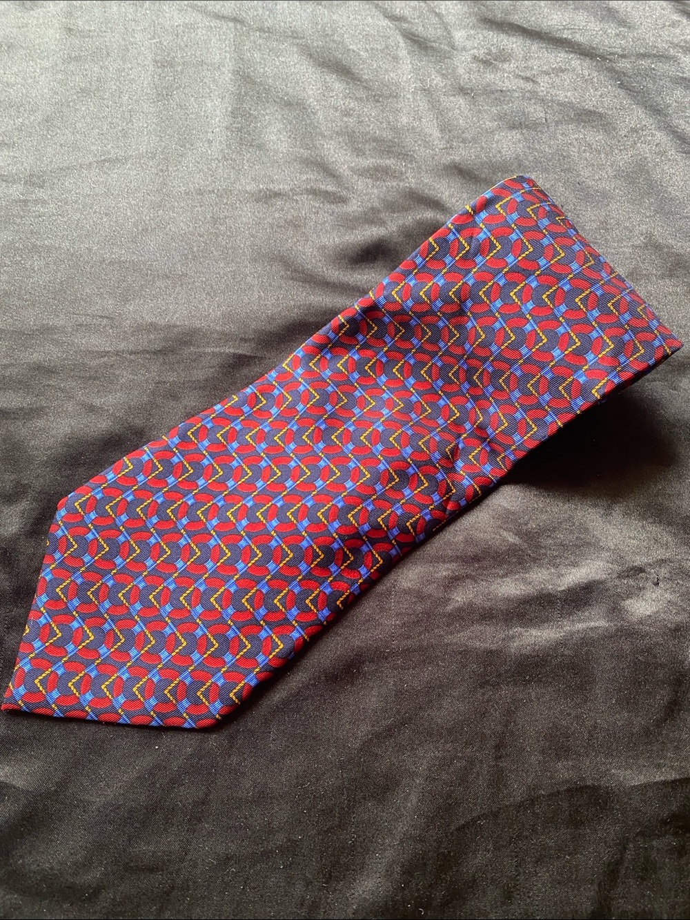 Gucci Red and Blue Geometric Silk Tie